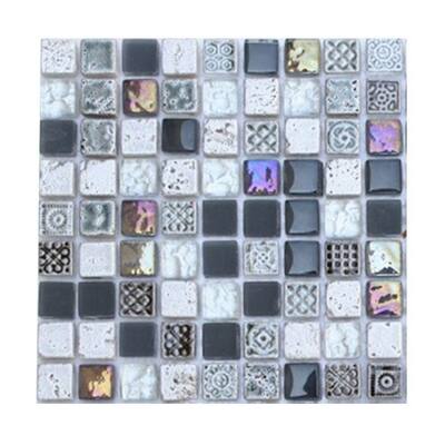 Splashback Glass Tile Aztec Art City Slicker Grey Glass - 6 in. x 6 in. Tile Sample R6A11 GLASS TILES