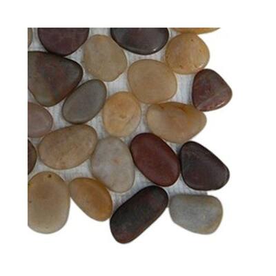 Splashback Glass Tile Flat 3D Pebble Rock Multicolor Stacked Sample Size 6 in. x 6 in. Marble Mosaic Floor and Wall Tile R1B7 STONE TILES