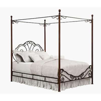 Queen-Size Metal Bed with Poster Headboard and Canopy-404513Q-1[BED ...