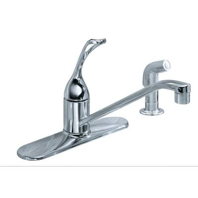 KOHLER Kitchen Faucets. Coralais 2-Hole Single-Handle Low-Arc Kitchen Faucet with Sidespray, Ground Joints in Polished Chrome