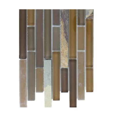 Splashback Glass Tile Tectonic Harmony Multicolor Slate And Earth Blend Glass Tiles - 6 in. x 6 in. Tile Sample R6A4