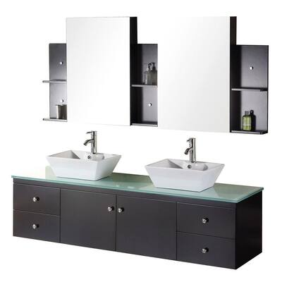 Design Element Portland Double Sink Pearl White Oak Bathroom Vanity Set