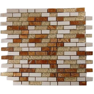 Splashback Glass Tile 12 in. x 12 in. Marble And Glass Mosaic Floor and Wall Tile LONDON BRIDGE