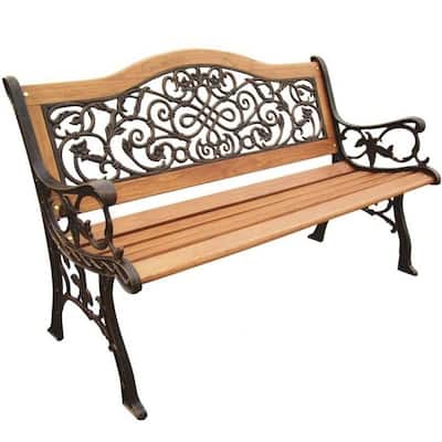 Wrought Iron Bench on Heritage Sienna Camelback Park Bench Sl5650co Br At The Home Depot