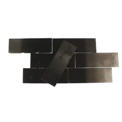 Splashback Glass Tile Metal Nero 2 in. x 6 in. Stainless Steel Floor and Wall Tile METAL NERO STAINLESS STEEL 2x6 TILES