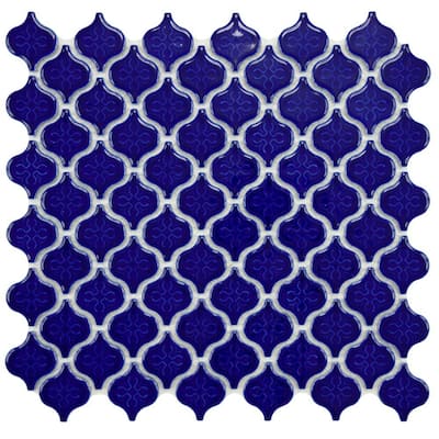 Merola Tile Lantern Mini Glossy Cobalt 10-3/4 in. x 11-1/4 in. Porcelain Mosaic Floor and Wall Tile FXLLATMC