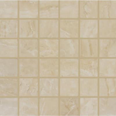 M.S. International Inc. Onyx Sand 12 in. x 12 in. Beige Porcelain Mesh-Mounted Mosaic Tile NONYXSAND2X2