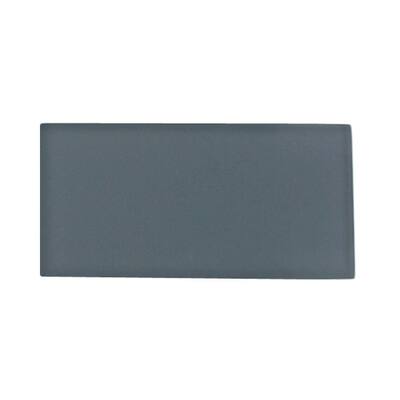 Splashback Glass Tile Contempo Blue Gray Frosted Glass Tile - 3 in. x 6 in. Tile Sample L5B8 GLASS TILE