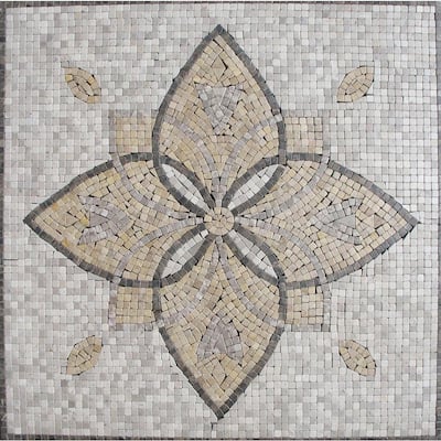 M.S. International Inc. Floral Blend Medallion 24 in. x 24 in. Tumbled Marble Floor & Wall Tile SMOT-MED-MA3-2424