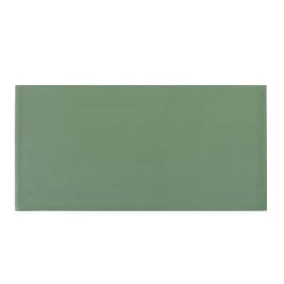 Splashback Glass Tile Contempo Spa Green Frosted Glass Tile - 3 in. x 6 in. Tile Sample L5B10