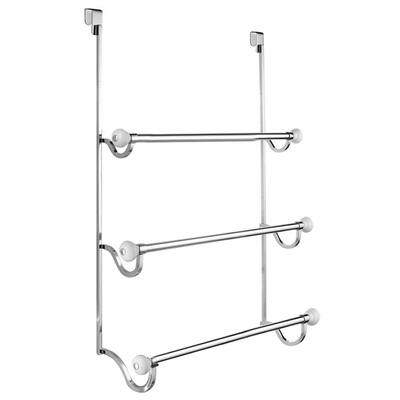 InterDesign - York Over Shower Door 3 Bar Towel Rack (White/Chrome) - Accessories
