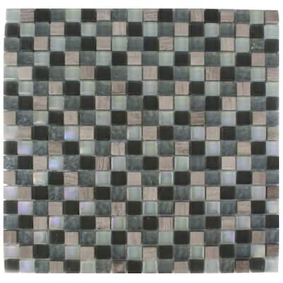 Splashback Glass Tile Galaxy Blend Squares 12 in. x 12 in. Marble/Glass Mosaic Floor and Wall Tile GALAXY SQUARES