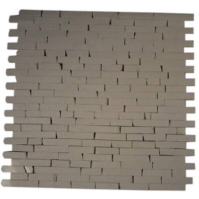 Splashback Glass Tile Winter White Cracked Joint Classic Brick Layout 12 in. x 12 in. Marble Mosaic Floor and Wall Tile WINTER WHITE .5X2 S CRACKED JOINT