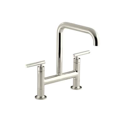 KOHLER Kitchen Faucets. Purist 12 in. 2-Handle Deck-Mount High Arc Bridge Kitchen Faucet in Vibrant Polished Nickel