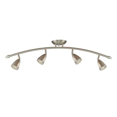 Cheap Ceiling Light on Hampton Bay 4 Light Brushed Steel Ceiling Bow Bar With Metal And Glass