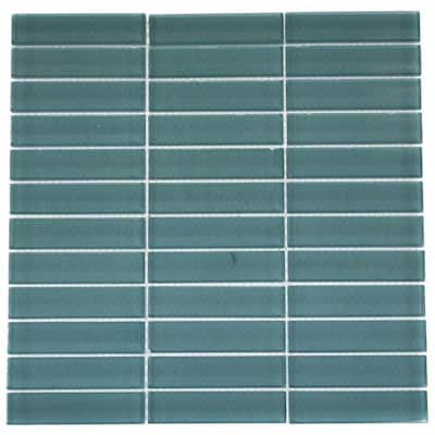 Splashback Glass Tile 12 in. x 12 in. Contempo Turquoise Polished Glass Tile CONTEMPOTURQUOISE1X4POLISHEDGLASS TILE