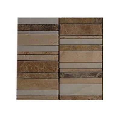 Splashback Glass Tile 6 in. x 6 in. Sample Size Piano-Keys Pattern Ranch Marble Tiles Sample L4D10