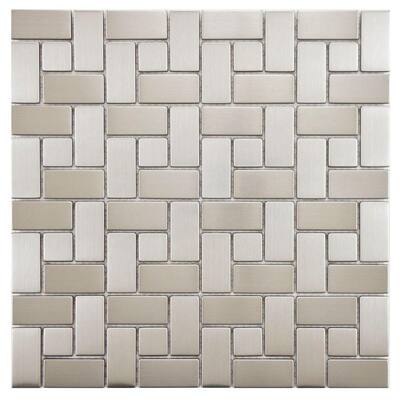 Merola Tile Meta Spiral 11-3/4 in. x 11-3/4 in. Stainless Steel Over Porcelain Mosaic Wall Tile MDXMSSST