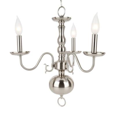 UPC 008938601412 product image for Hampton Bay Chandeliers Woodford Collection 3-Light Hanging Brushed Nickel Chand | upcitemdb.com