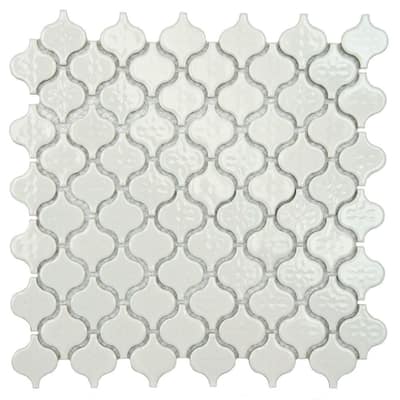Merola Tile Lantern Mini Glossy White 10-3/4 in. x 11-1/4 in. Porcelain Mosaic Floor and Wall Tile FXLLATMW