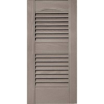 Builders Edge 12 in. x 25 in. Louvered Vinyl Exterior Shutters Pair #008 Clay