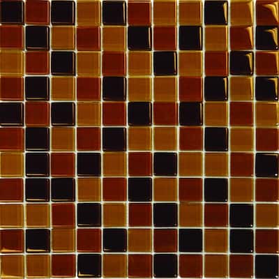 M.S. International Inc. 1 In. x 1 In. Brown Blend Glass Mosaic Floor & Wall Tile THDW1-SH-BR8mm