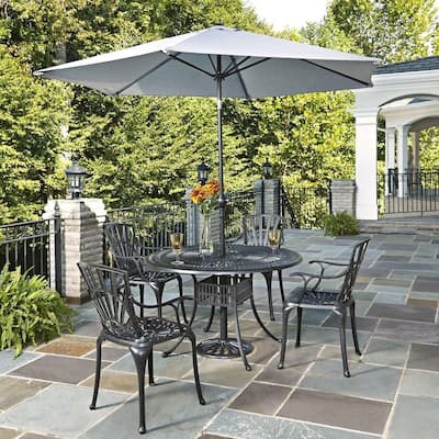 Home Styles Largo 48 in. W 5-Piece Patio Dining Set with Umbrella-5560