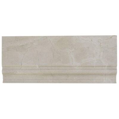 Splashback Glass Tile Crema Marfil Base Molding 5 in. x 12 in. Marble Floor and Wall Tile