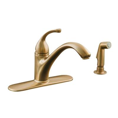 KOHLER Kitchen Faucets. Forte Single-Hole 1-Handle Low-Arc Kitchen Faucet with Side Sprayer in Vibrant Brushed Bronze