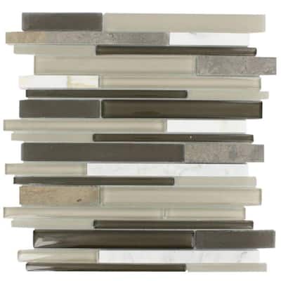 Splashback Glass Tile Cleveland Taylor Random Brick 12 in. x 12 in. Mixed Materials Floor and Wall Tile