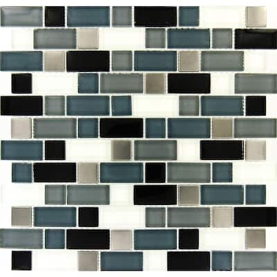 M.S. International Inc. Crystal Cove 12 in. x 12 in. Glass Blend Mesh-Mounted Mosaic Tile THDWG-GLMT-CCB-8mm
