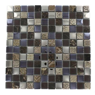 Splashback Glass Tile Tapestry Pantheon 12 in. x 12 in. Marble and Glass Mosaic Floor and Wall Tile
