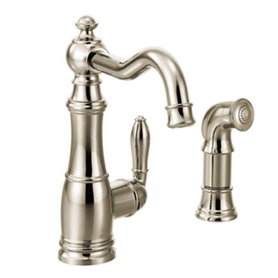 MOEN Kitchen Faucets. Weymouth Single-Handle Side Sprayer Kitchen Faucet in Nickel