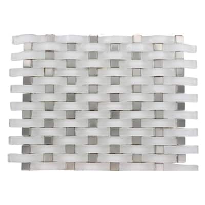 Splashback Glass Tile Contempo Curve Bright White 13 in. x 11 in. Glass Floor and Wall Tile CONTEMPO CURVE BRIGHT WHITE GLASS TILE