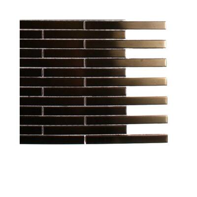 Splashback Glass Tile Metal Copper Brick Stainless Steel Floor and Wall Tile - 6 in. x 6 in. Tile Sample R1B2 METAL TILE
