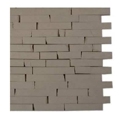 Splashback Glass Tile 6 in. x 6 in. Sample Size Winter White 1/2 in. x 2 in. Marble Tiles Cracked Joint Classic Brick Layout Sample L4C9