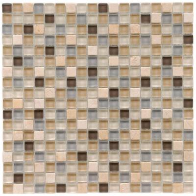 SomerTile 12x12-in Reflections Mini 5/8-in River Glass/Stone Mosaic Tile (Pack of 10)