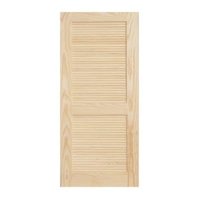  36 in. x 80 in. Woodgrain Louvered Unfinished Pine Interior Door Slab