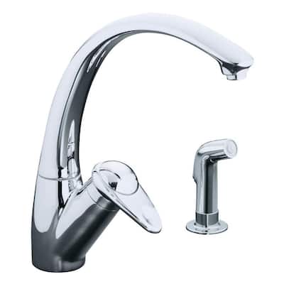 KOHLER Kitchen Faucets. Avatar Single-Hole Single-Handle High-Arc Side Sprayer Kitchen Faucet in Polished Chrome