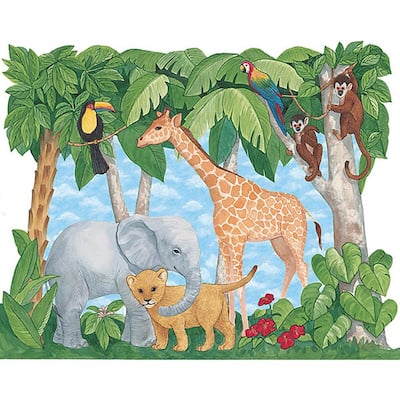 Baby Murals on Ft  5 In  Baby Animals Jungle Mural 259 72001 At The Home Depot
