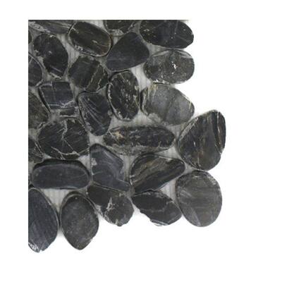 Splashback Glass Tile Pebble Rock Flat Bed Marble Floor and Wall Tile - 6 in. x 6 in. Tile Sample R1C5 MARBLE TILE