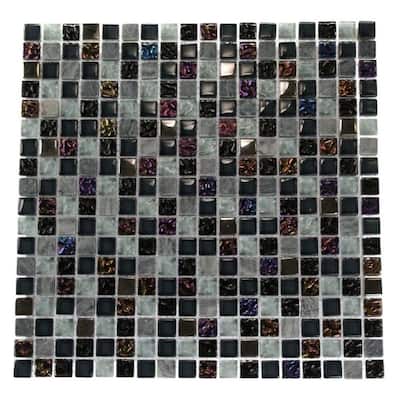 Splashback Glass Tile Seattle Skyline Blend Squares 12 in. x 12 in. Marble And Glass Mosaic Floor and Wall Tile SEATTLE SKYLINE BLEND SQUARES SQUARES