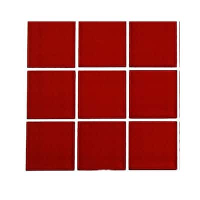 Splashback Glass Tile Contempo Lipstick Red Polished Glass - 6 in. x 6 in. Tile Sample L6B12 GLASS TILE