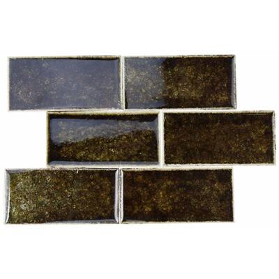 Splashback Glass Tile Roman Selection IL Fango 3 in. x 6 in. Glass Floor and Wall Tile ROMAN SELECTION IL FANGO 3X6