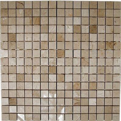 Splashback Glass Tile Crema Marfil Squares 12 in. x 12 in. Marble Floor and Wall Tile CREMA MARFIL 3/4x3/4 SQUARES MARBLE