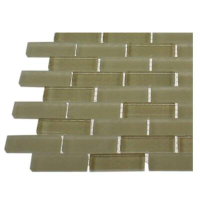 Splashback Glass Tile 6 in. x 6 in. Sample Size Contempo Cream 1/2 in. x 2 in. Brick Pattern Sample L6A1