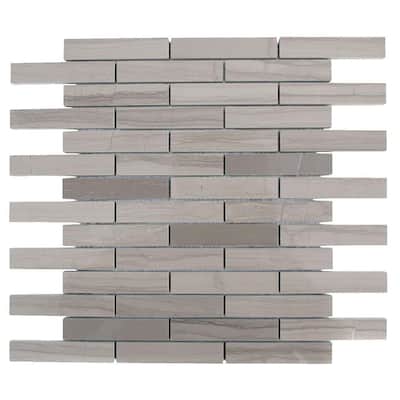 Splashback Glass Tile Athens Grey 12 in. x 12 in. Polished Marble Floor and Wall Tile ATHENS GREY POLISHED STACK MARBLE TILE