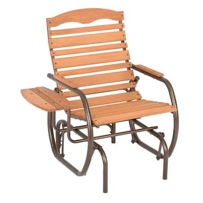 Jack Post Country Garden Natural Patio Glider Chair with Trays