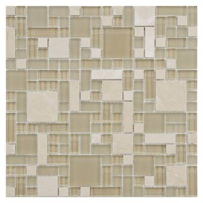 Merola Tile Tessera Versailles Sandstone 11-3/4 in. x 11-3/4 in. Glass and Stone Mosaic Wall Tile GITTMVST