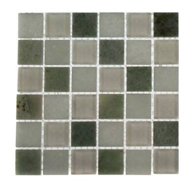 Splashback Glass Tile 6 in. x 6 in. Sample Size Contempo Ming White 1 in. x 1 in. Marble And Glass Tile Sample R5A4